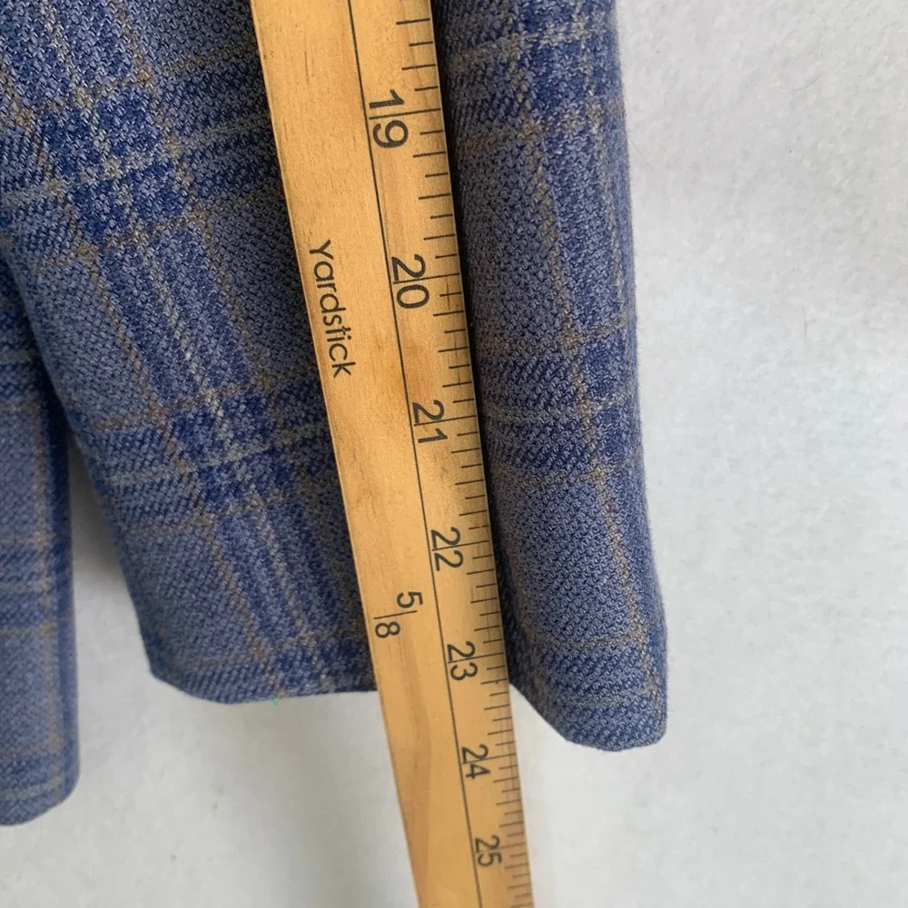 Jos A Bank Reserve Sport Coat 43R Blue Windowpane Silk Wool Lanificio di Pray